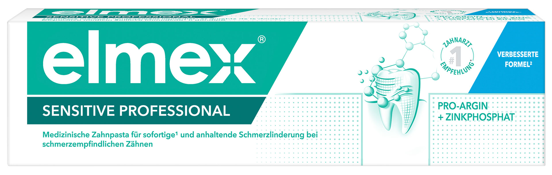 Bildinfo: Verbesserte elmex® SENSITIVE PROFESSIONAL Zahnpasta – jetzt mit Zinkphosphat Bildnachweis: CP GABA